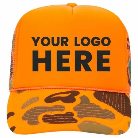 Otto 49-131 5-Panel High Crown Foam Trucker Hat - Neon Camo Otto 49-131 5-Panel High Crown Foam Trucker Hat - Neon Camo - Custom Pro Prints