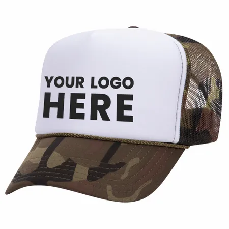Otto 49-158 5-Panel High Crown Foam Trucker Hat - Camo Otto 49-158 5-Panel High Crown Foam Trucker Hat - Camo - Custom Pro Prints