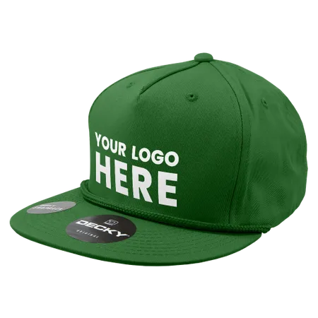 Decky 1041 Classic Flat Bill Golf Hat with Rope, Snapback Decky 1041 Classic Flat Bill Golf Hat with Rope, Snapback - Stealth Promo Co