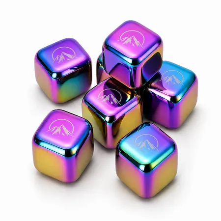 Rainbow Stainless Steel Ice Cubes - Hand Fans Now
