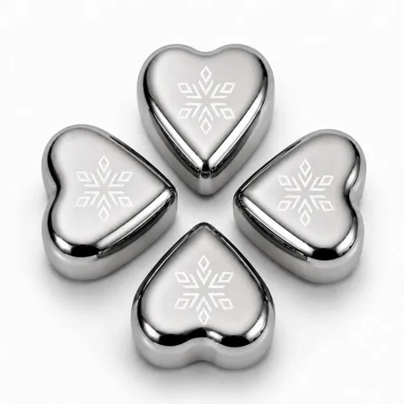 Heart-Shaped Stainless Steel Ice Cubes - Hand Fans Now