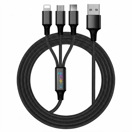 Nylon Braided 3-in-1 Charging Cables - Custom Tees Today