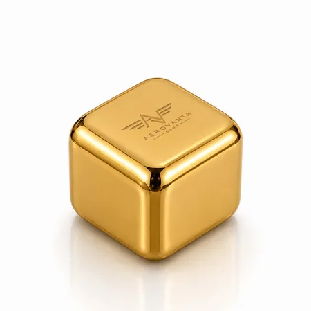 Gold Stainless Steel Ice Cubes - Hand Fans Now