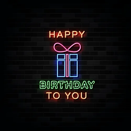 Happy Birthday To You with Gift Neon Sign - Custom Pro Prints