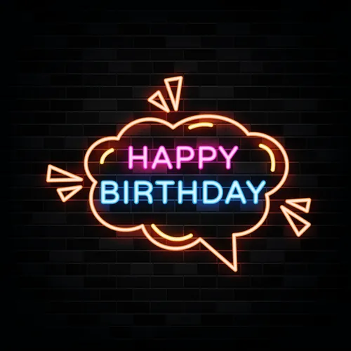 Happy Birthday in Bubble Thought Neon Sign - Custom Pro Prints