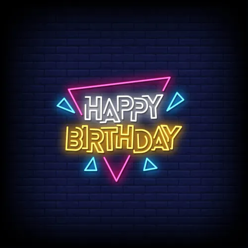 Angles Happy Birthday Neon Sign - Custom Pro Prints