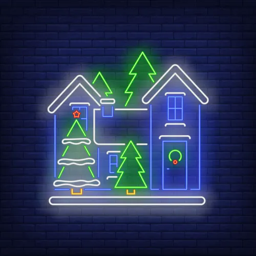 Christmas House Neon Sign - Custom Pro Prints