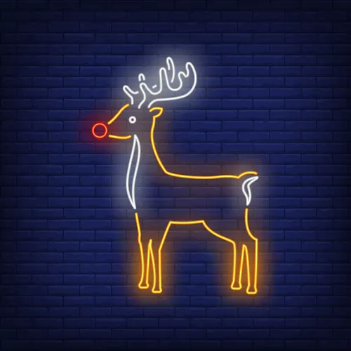 Cute Reindeer Neon Sign - Custom Pro Prints