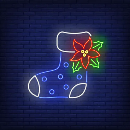 Boot Sock with Ponsettia Flower Neon Sign - Custom Pro Prints