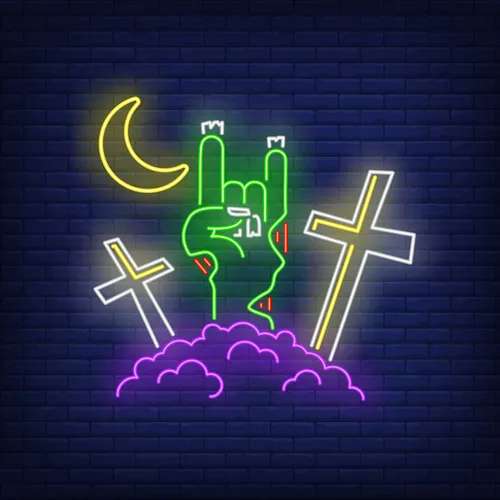 Devil Horn Zombie Hand Gesture Neon Sign - Custom Pro Prints