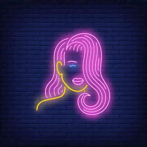 Girl with Pink Hair Neon Sign - Custom Pro Prints