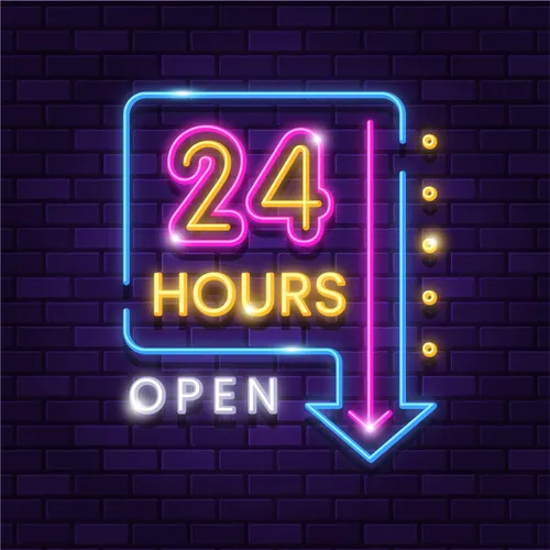 24 Hours Open Neon Sign - Custom Pro Prints