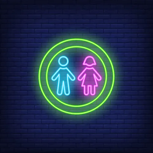 Boy & Girl Silhouettes Circle Neon Sign - Custom Pro Prints
