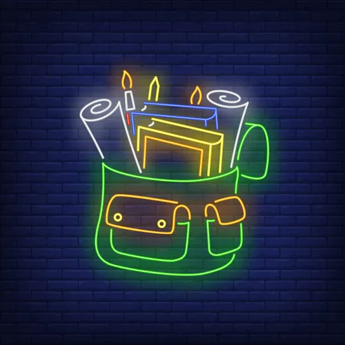 Backpack With Stationery Neon Sign - Custom Pro Prints