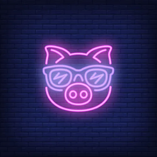 Cute Cartoon Pink Pig Sunglasses Neon Sign - Custom Pro Prints