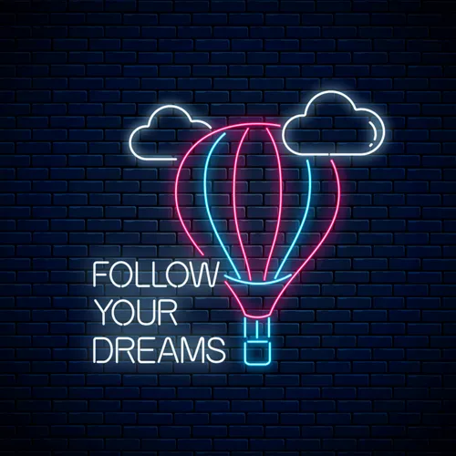 Follow Your Dreams With Hot Air Balloon Neon Sign - Custom Pro Prints