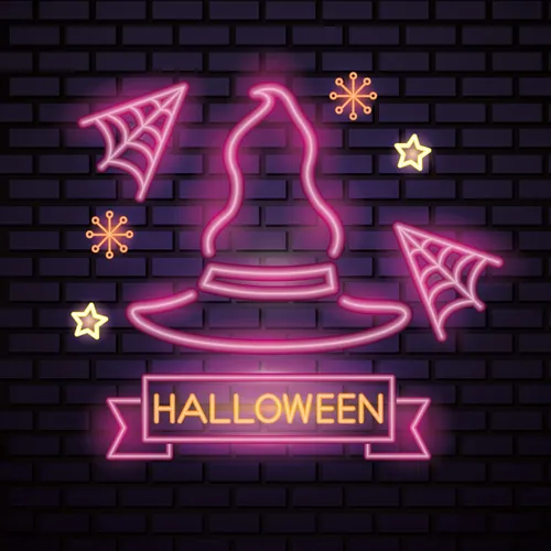 Pink Witch Hat Halloween Neon Sign - Custom Pro Prints