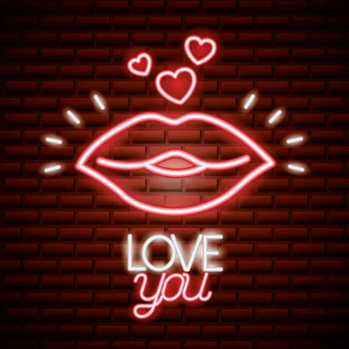 Lips with Love You Neon Sign - Custom Pro Prints