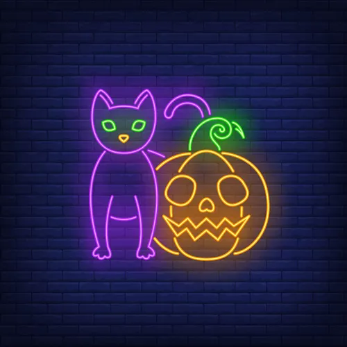 Scary Pumpkin Cat Neon Sign - Custom Pro Prints