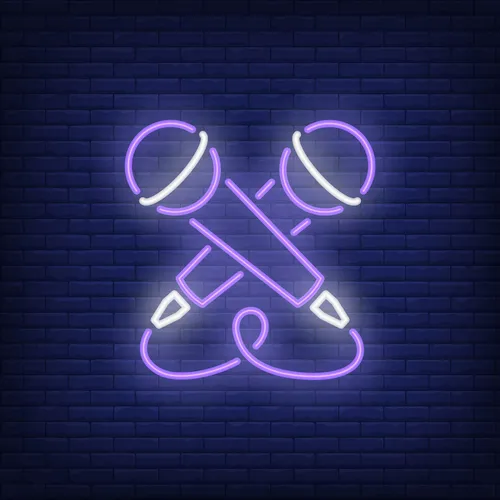 Crossed Microphone Neon Sign - Custom Pro Prints
