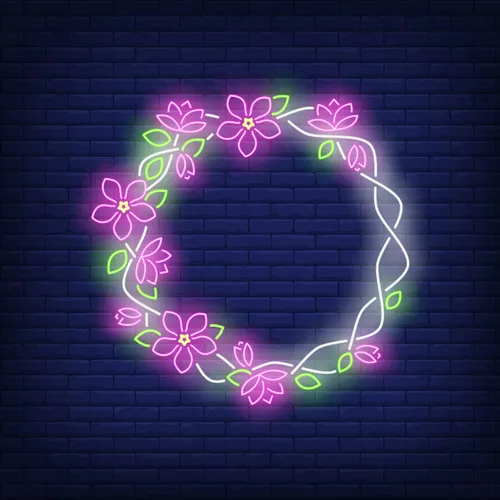 Floral Round Frame Neon Sign - Custom Pro Prints