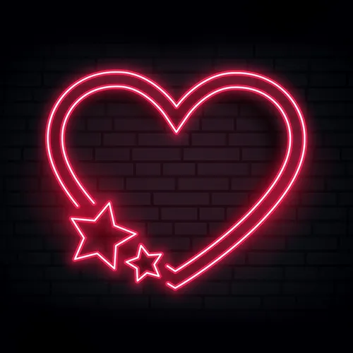 Red Love Heart Star Neon Sign - Custom Pro Prints