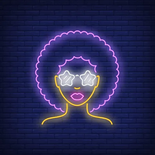 Afro Retro Girl Neon Sign - Custom Pro Prints