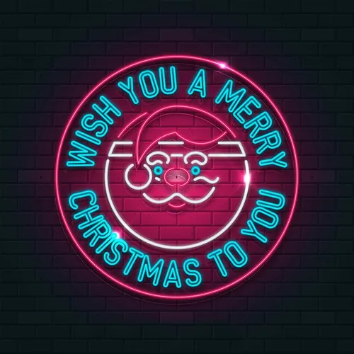 Circle Santa Christmas Neon Sign - Custom Pro Prints