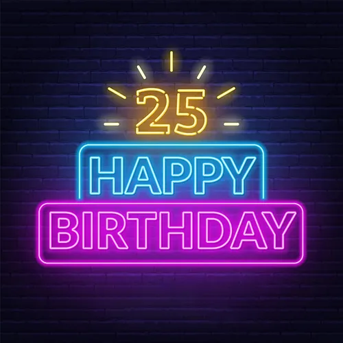 25th Happy Birthday Neon Sign - Custom Pro Prints