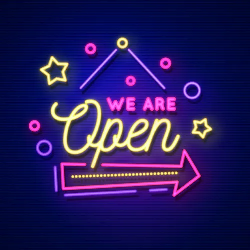 We Are Open Hanging Neon Sign - Custom Pro Prints