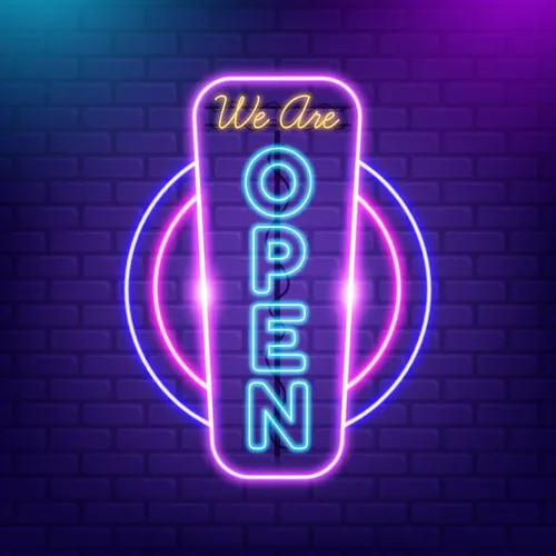 We are Open Vertical Neon Sign - Custom Pro Prints
