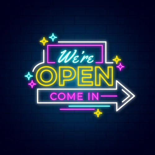 We're Open Come In Neon Sign - Custom Pro Prints