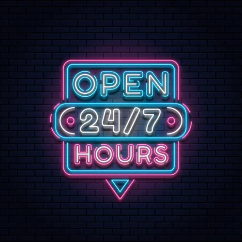 24/7 Open Hours Neon Sign - Custom Pro Prints