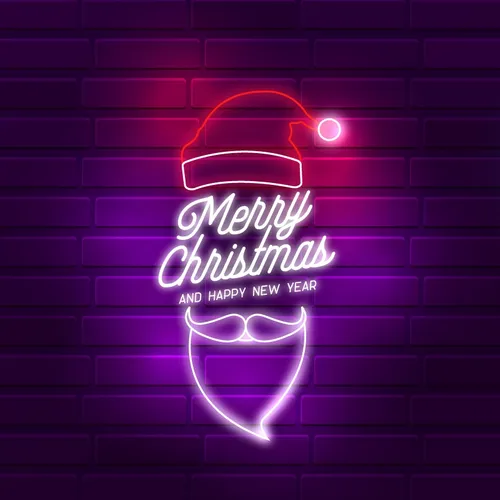 Santa Greeting Merry Christmas and New Year Neon Sign - Custom Pro Prints