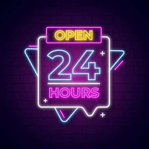 Open 24 Hours with Abstract Shapes Neon Sign - Custom Pro Prints