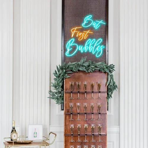 But First Bubbles Wedding Party Neon Sign - Custom Pro Prints