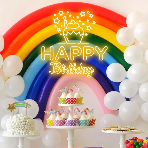 Happy Birthday Cupcake Neon Sign - Custom Pro Prints