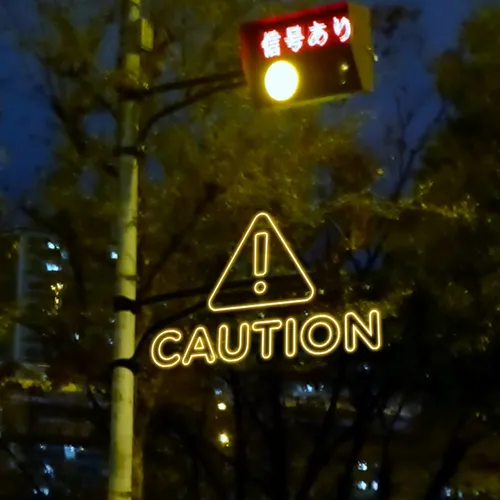 Caution Neon Sign - Custom Pro Prints