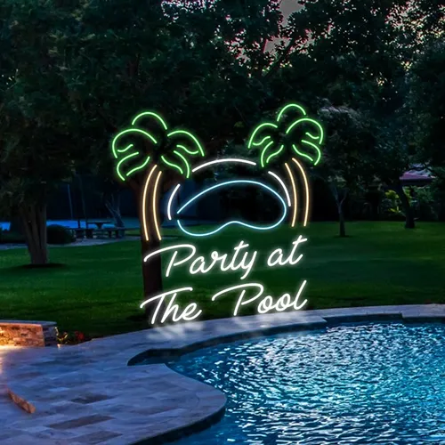Party At The Pool Neon Sign - Custom Pro Prints