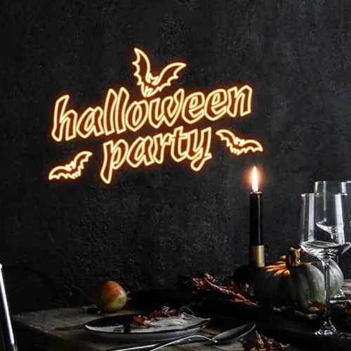 Halloween Night Typography Neon Sign - Custom Pro Prints