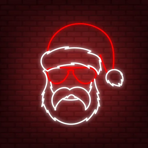 Hipster Santa Neon Sign - Custom Pro Prints