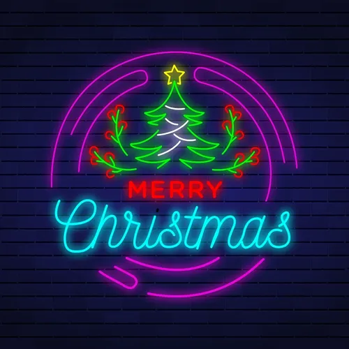 Merry Christmas Flower Tree Neon Sign - Custom Pro Prints