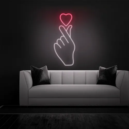 Finger Heart Neon Sign - Custom Pro Prints