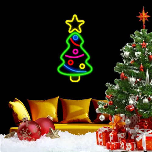 Cute Christmas Tree Neon Sign - Custom Pro Prints