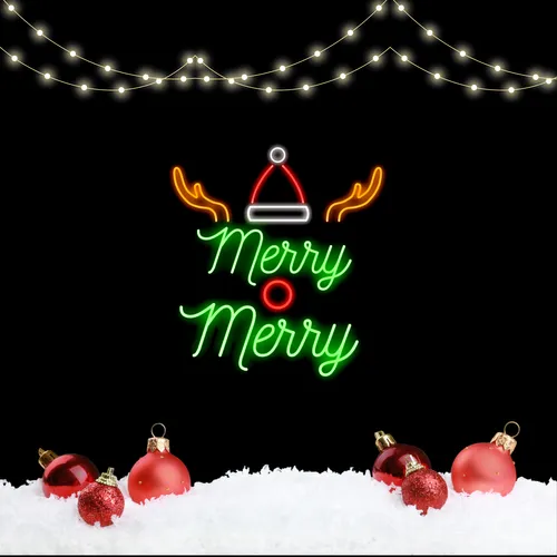 Merry Merry Deer Neon Sign - Custom Pro Prints