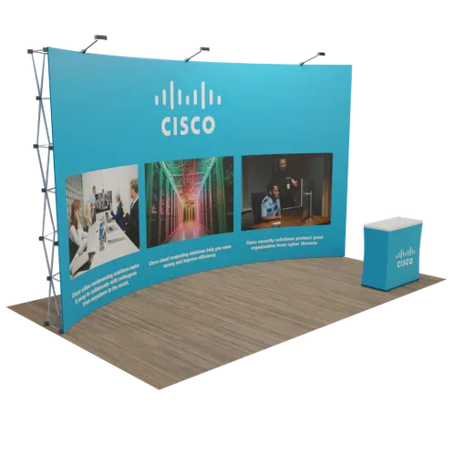 Custom Curved Pop Up Display Stand 20' x 10' (ft) - Custom Pro Prints