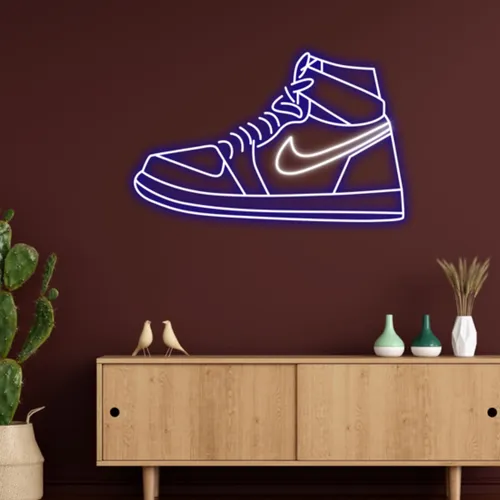 Sneaker Blue White Neon Sign - Custom Pro Prints