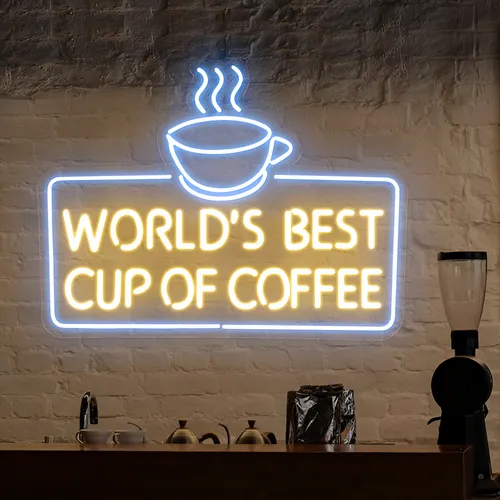 World's Best Cup of Coffee Neon Sign - Custom Pro Prints
