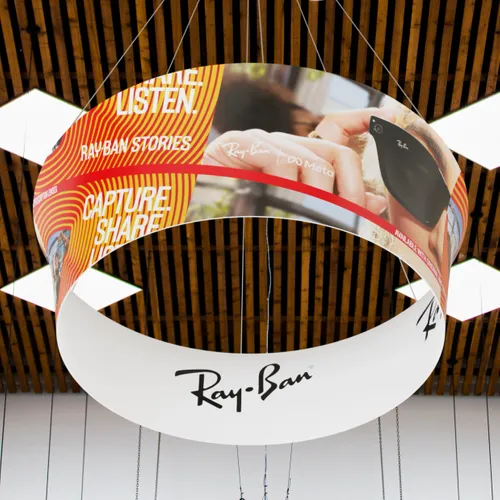 Custom Tapered Circle Personalized Trade Show Hanging Signs - Custom Pro Prints