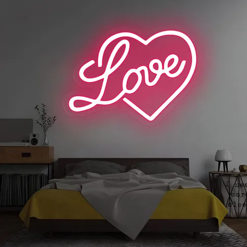 Heart Love Neon Sign - Custom Pro Prints